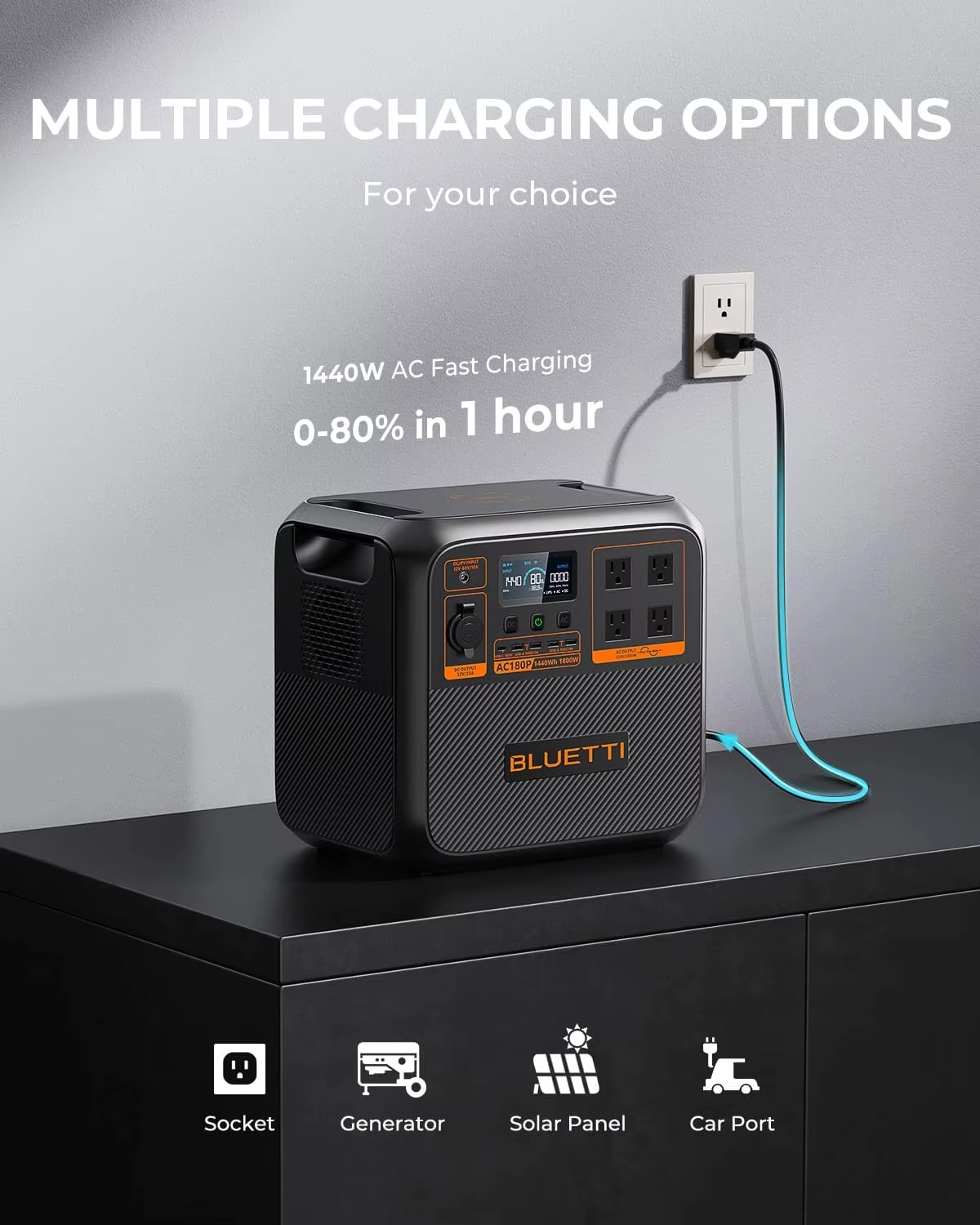 Estación de Energía Portátil BLUETTI AC180P (1800W / 1440Wh) - Preventa Exclusiva