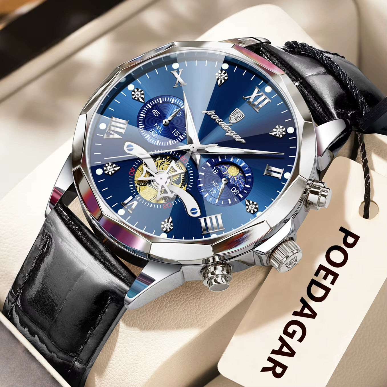 Reloj De Pulsera POEDAGAR Militar De Lujo Para Hombre, Reloj De Cuarzo Resistente Al Agua Con Cronógrafo Luminoso, Reloj De Cuero Para Hombre, Relojes Deportivos Para Hombre, Reloj Masculino