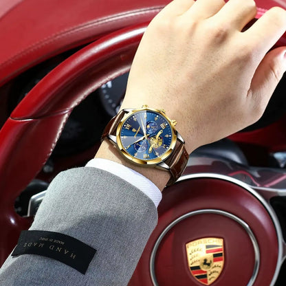 Reloj De Pulsera POEDAGAR Militar De Lujo Para Hombre, Reloj De Cuarzo Resistente Al Agua Con Cronógrafo Luminoso, Reloj De Cuero Para Hombre, Relojes Deportivos Para Hombre, Reloj Masculino