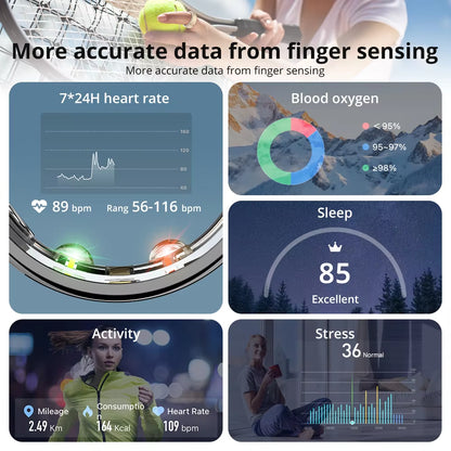 COLMI R10 Anillo Inteligente Con Estuche De Carga Para Hombres Y Mujeres, Monitor De Salud Y Sueño, Resistente Al Agua Hasta 5 ATM, Modo Multideporte