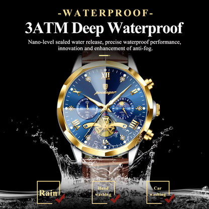 Reloj De Pulsera POEDAGAR Militar De Lujo Para Hombre, Reloj De Cuarzo Resistente Al Agua Con Cronógrafo Luminoso, Reloj De Cuero Para Hombre, Relojes Deportivos Para Hombre, Reloj Masculino