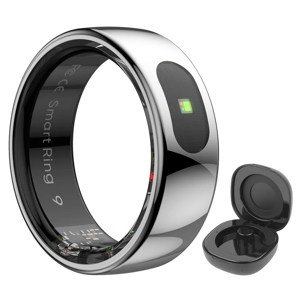 Anillo Inteligente R08 Para Hombres Y Mujeres, Banda Electrónica Inteligente 5ATM, Monitor De Salud De Presión De Oxígeno En Sangre Resistente Al Agua Con Estuche De Carga Para Teléfono
