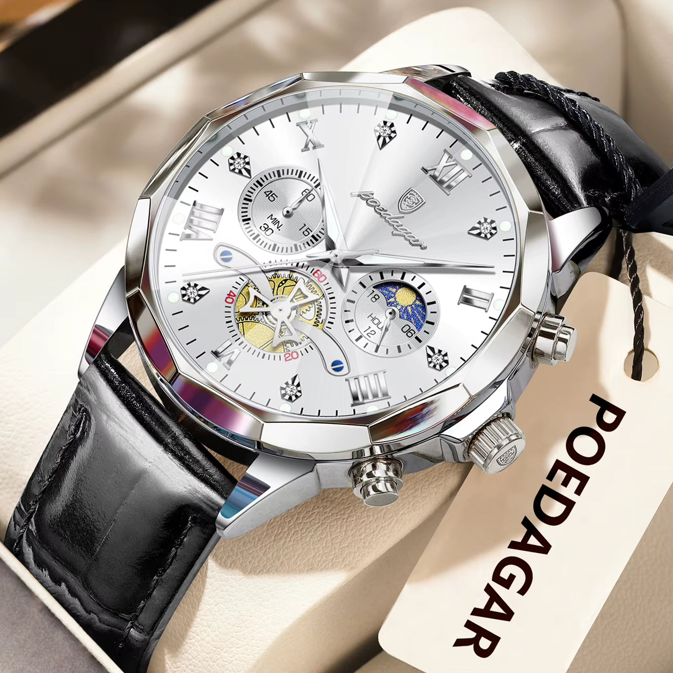 Reloj De Pulsera POEDAGAR Militar De Lujo Para Hombre, Reloj De Cuarzo Resistente Al Agua Con Cronógrafo Luminoso, Reloj De Cuero Para Hombre, Relojes Deportivos Para Hombre, Reloj Masculino