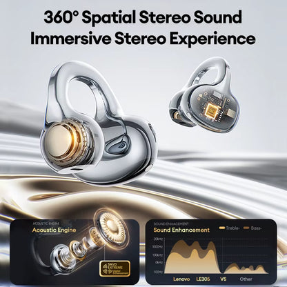 LE302 Wireless Bluetooth 6.0 Headset Long Battery Life Sports Ear Clip Earphones HIFI Stereo Noise Cancelling Headphones