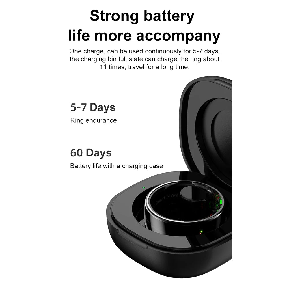 Anillo Inteligente R08 Para Hombres Y Mujeres, Banda Electrónica Inteligente 5ATM, Monitor De Salud De Presión De Oxígeno En Sangre Resistente Al Agua Con Estuche De Carga Para Teléfono