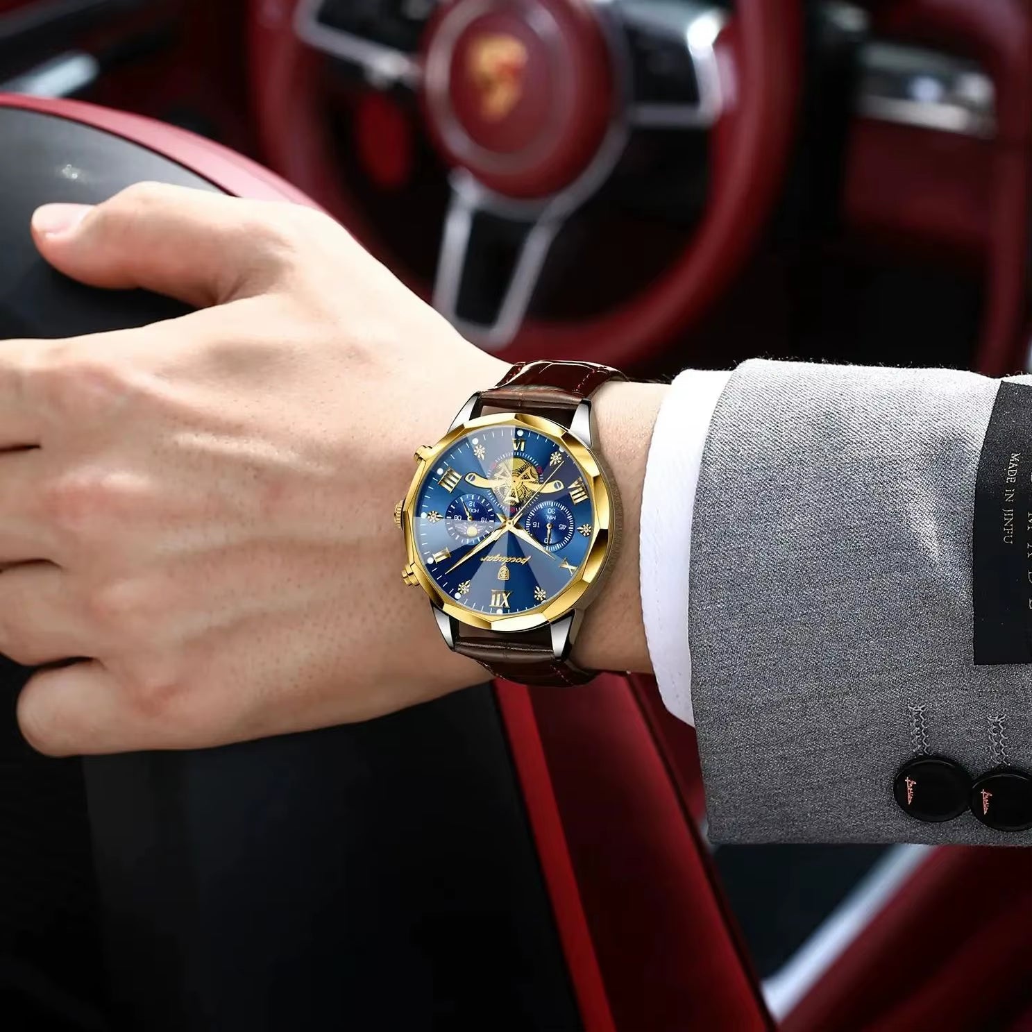 Reloj De Pulsera POEDAGAR Militar De Lujo Para Hombre, Reloj De Cuarzo Resistente Al Agua Con Cronógrafo Luminoso, Reloj De Cuero Para Hombre, Relojes Deportivos Para Hombre, Reloj Masculino