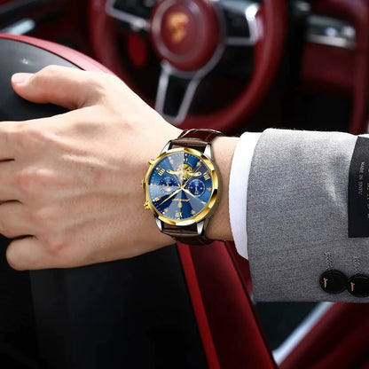 Reloj De Pulsera POEDAGAR Militar De Lujo Para Hombre, Reloj De Cuarzo Resistente Al Agua Con Cronógrafo Luminoso, Reloj De Cuero Para Hombre, Relojes Deportivos Para Hombre, Reloj Masculino