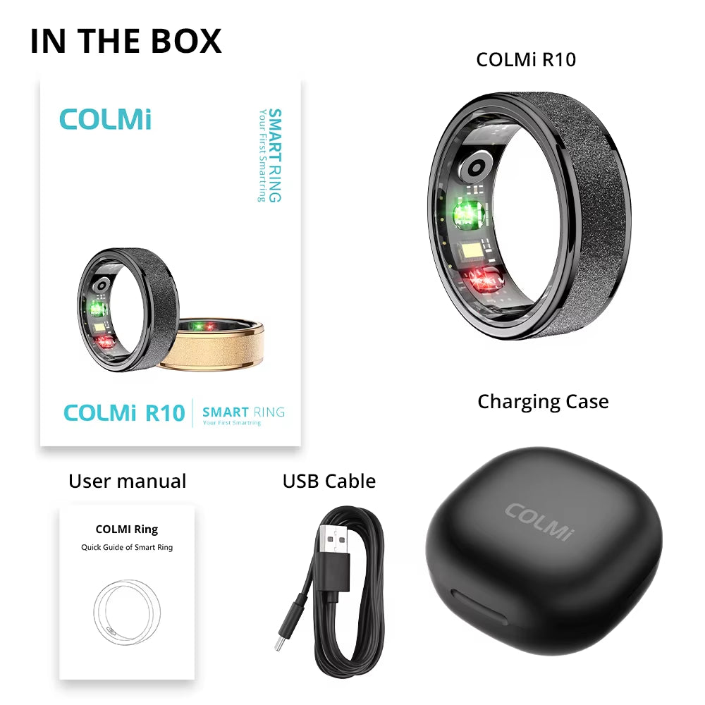 COLMI R10 Anillo Inteligente Con Estuche De Carga Para Hombres Y Mujeres, Monitor De Salud Y Sueño, Resistente Al Agua Hasta 5 ATM, Modo Multideporte